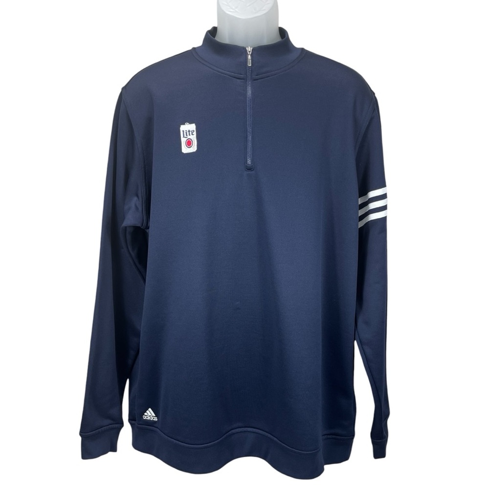 Adidas‎ Men’s XL ClimaLite Quarter Zip Pullover Navy Miller Lite Logo Golf